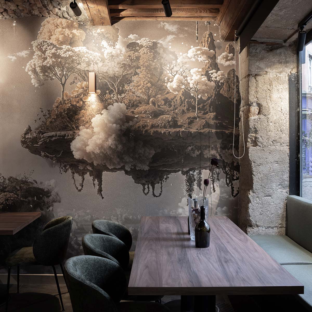 Rénovation et agencement intérieur Bar à vin à Lyon (Terreaux) par Cuisine And Co à Villefranche-sur-Saône.
